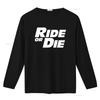 RIDE OR DIE Футболка винтажная Стиранная Дышащая Слегка унисекс Повседневная Мягкий топ Для повседневной носки Стильный модный Универсальный