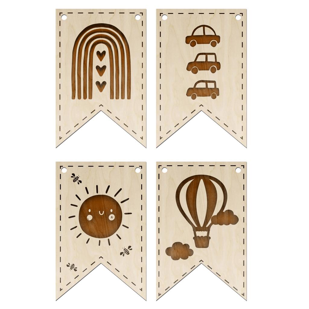 Wooden garland with the child's name for the child's room for a one-year-old's birthday, 1 PCS