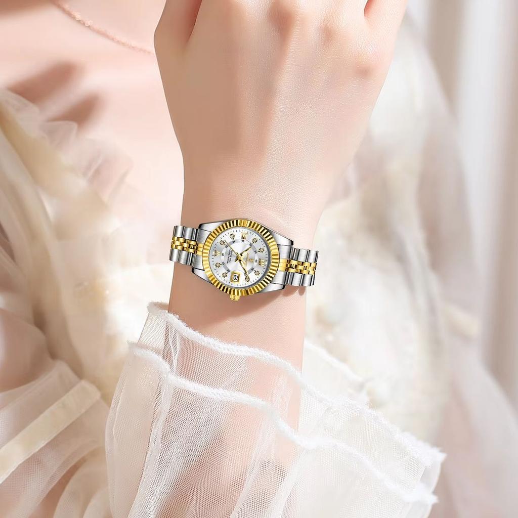 POEDAGAR Original Elegant Women Clock Luminous Waterproof Stainless Steel Women's Watches Date Business Quartz Ladies Wristwatch