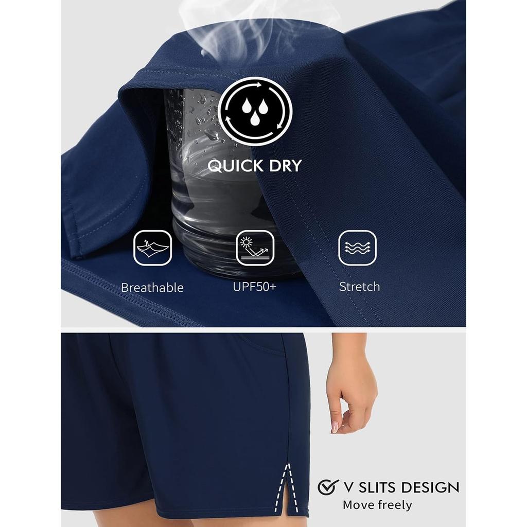 CHARMLEAKS Плюс размер шорты для плавания для женщин шорты с высокой талией танкини купальник снизу с карманами