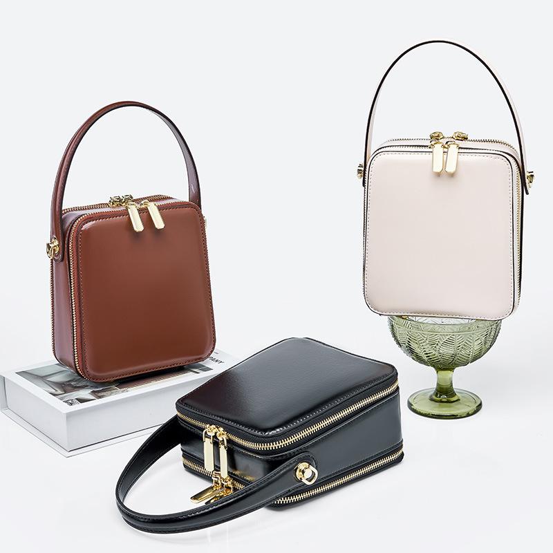 New Bag Women's Fashionable Leather Box Bag Light Luxury Crossbody Bag Hand Held Shoulder Bag