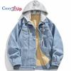 Men's Winter Sherpa Fleece Lined Hooded Denim Trucker Jacket Thicken Jean Coat Outerwear (removable)