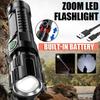 Powerful LED Flashlight Zoom ABS Torch Built-in Battery USB Rechargeable Waterproof Lamp Bright Lantern 3 Lighting Modes