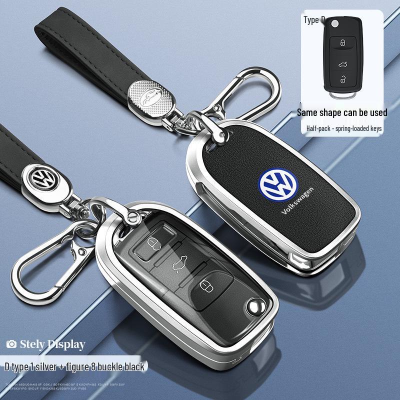 Складной ключ-брелок Volkswagen стиль B с кнопкой запуска для Tayron, Tuyue, Teramont X, Tiguan X - Полное покрытие, Невыдвижной