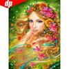DIY Алмазная картина Полный круглый Девушка Алмазная мозаика Вышивка Продажа Вышивка крестом Горный хрусталь Картина