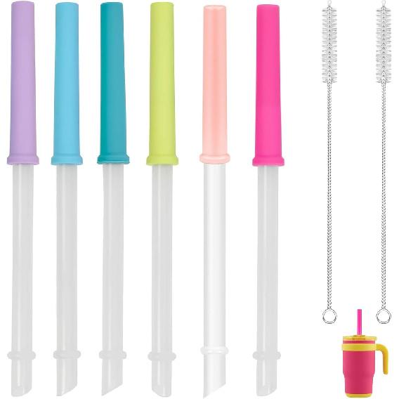 6 PCS Straws Replacement Compatible with 14 oz Reduce Kids Coldee 2.0 Tumbler - Reble Silicone Valve and Straw with Cleaning Brush - Spill-Proof