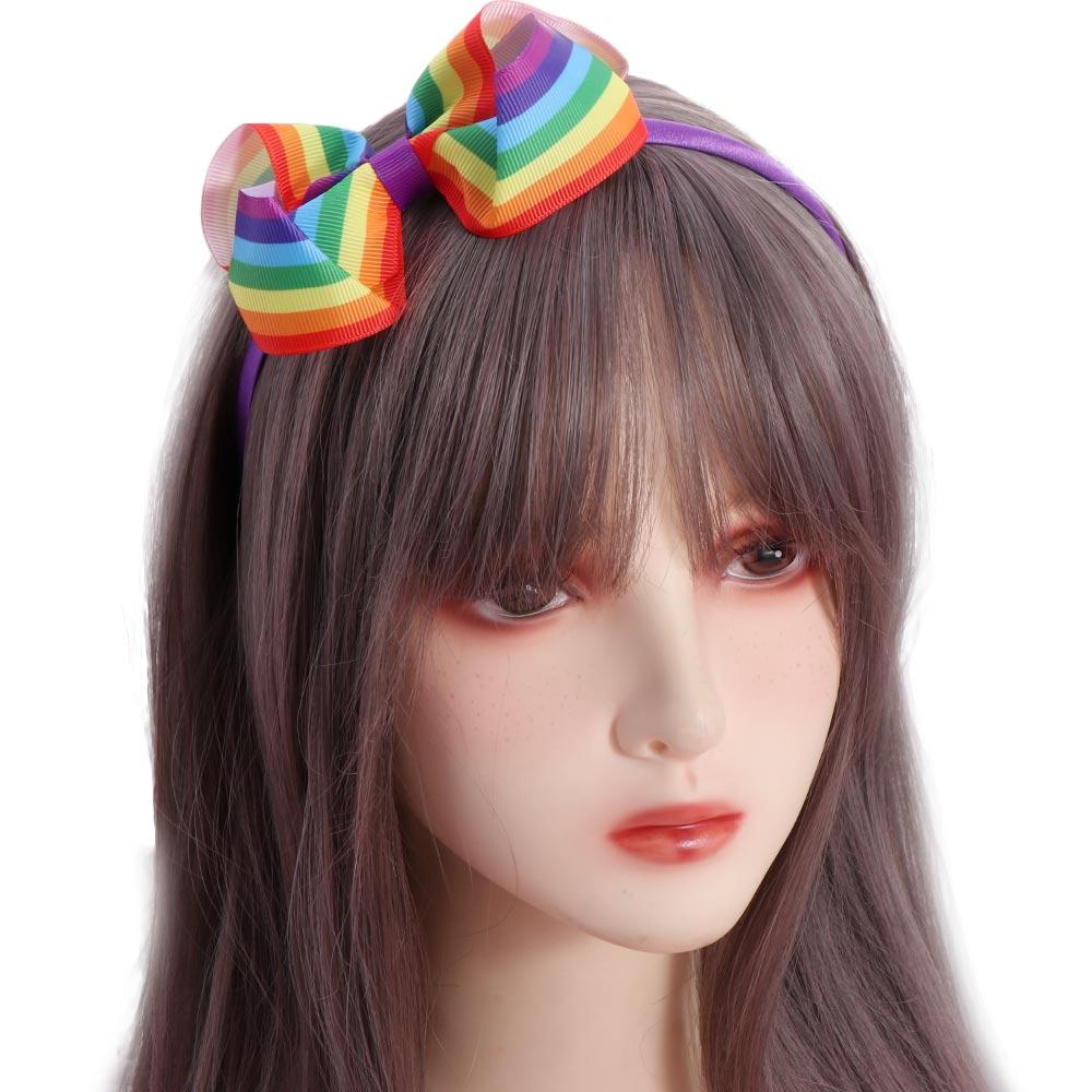 Elastic Rainbow Hair Clips Not Harm Ribbon Hair Band Rainbow Hair Bow Ties Hair Accessories