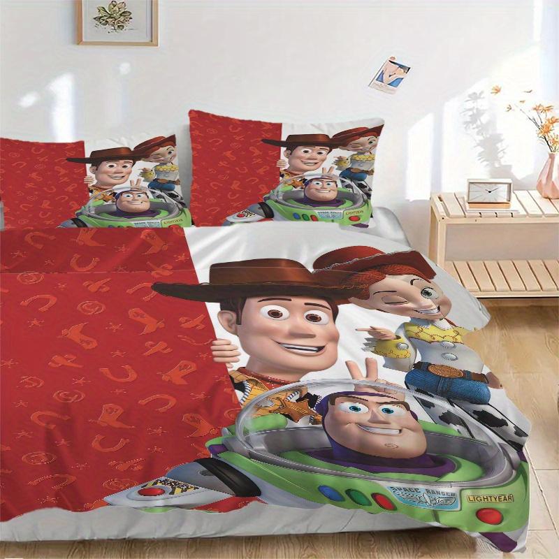 3pcs Woody Jessie & Buzz Lightyear Printed Duvet Cover Set (1 * Cover+2 * Pillowcase, Without Core), Suitable for Home Bedroom, Guest Room, Dormi