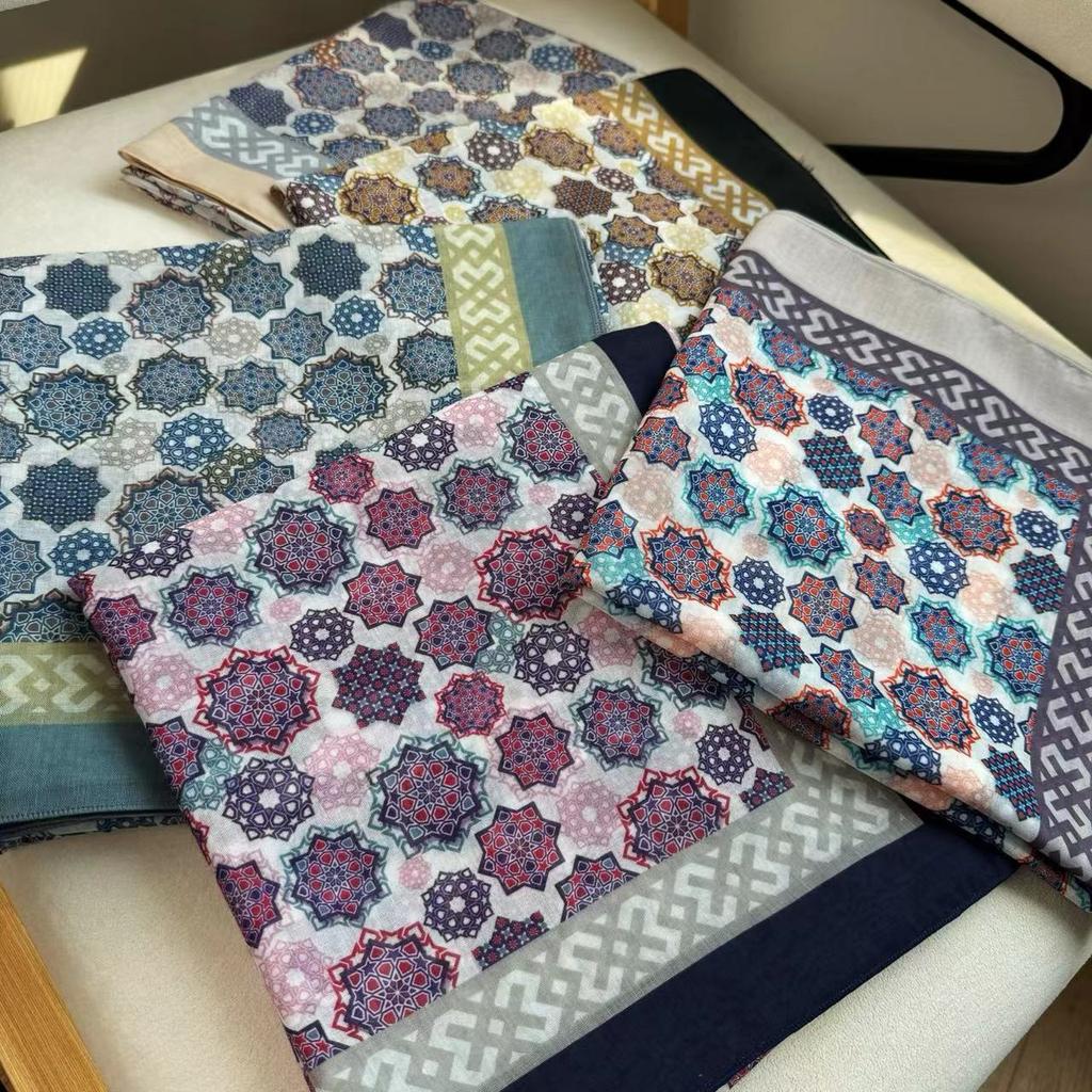 110*110см Принт Шаль Оверсайз Повязка на голову Платок Банданы для волос для сна Большая Квадратная Шаль на лето с ощущением хлопка