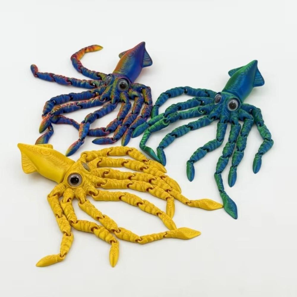 Action Figures 3D Printed Model Toy Movable Joints Octopus Model New Squid Model For Kids Gift