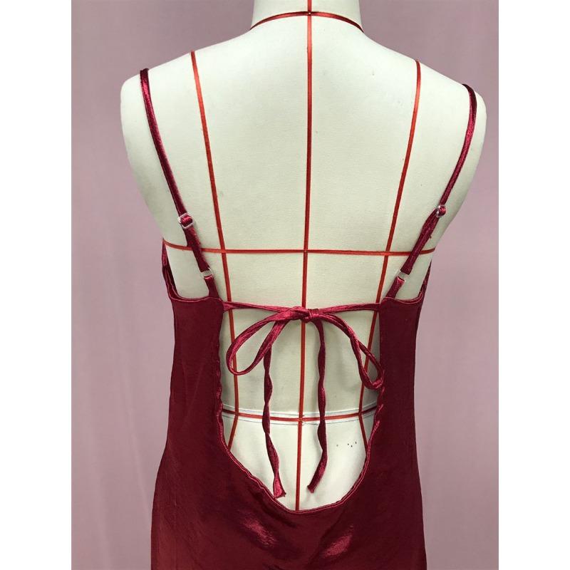 Women's Summer Halter Low Cut Strappy Simple Long Dresses