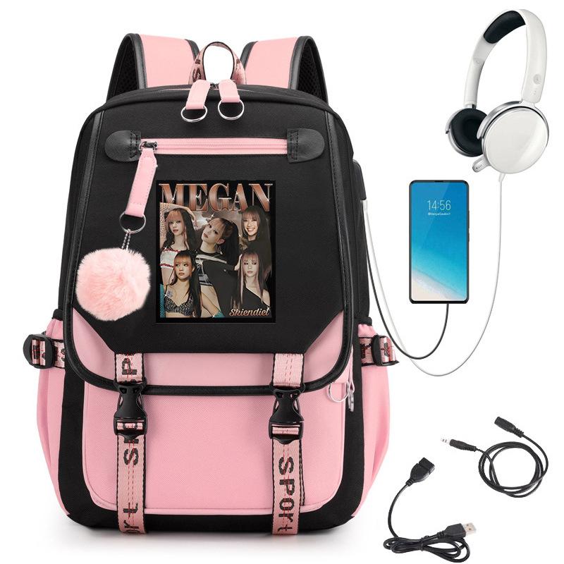 KATSEYE Girl Group Print Backpack Large Capacity Student Bookbag Campus School Casual Travel Rucksack 60123-2