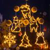 LED Light Snowflake Santa Window Ornaments Decoration for Home Xmas Navidad New Year Christmas Decor Fairy Lamp String Lights