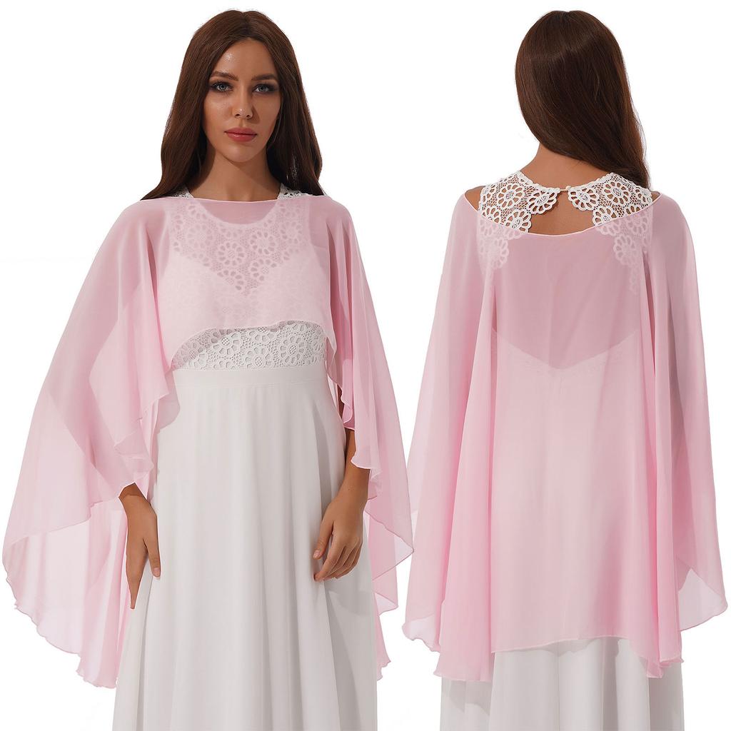 Women Chiffon Bolero Elegant Soft Wedding Bridal Cape Prom Party Shrug Evening Dresses Shawl Wraps