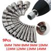 9 шт./компл. 6 мм-14 мм шестигранные насадки втулки гайки набор 1/4" отвертка комплект бит дрель адаптер для деревообрабатывающих инструментов