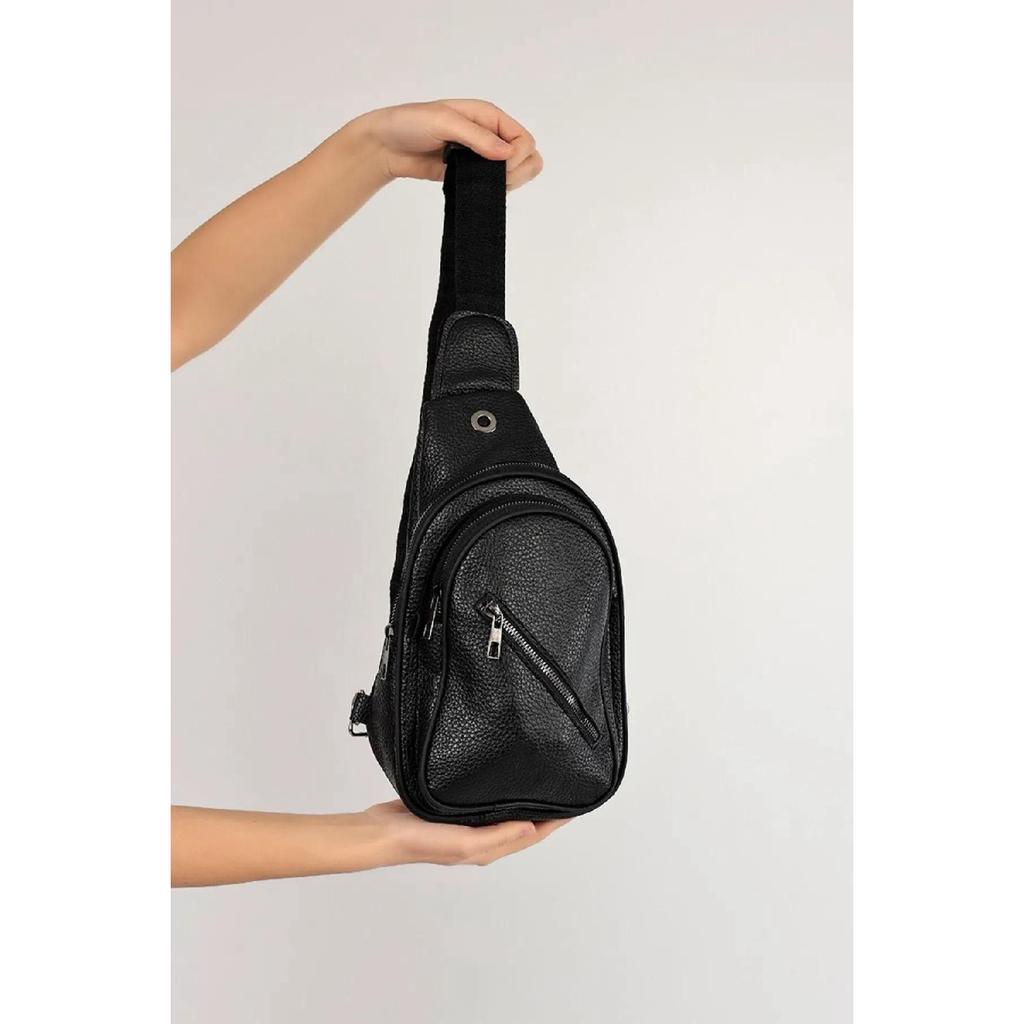 Unisex Gray Side Cross Chest And Waist Bag With Headphone Usb Port And Mobile Phone Compartment