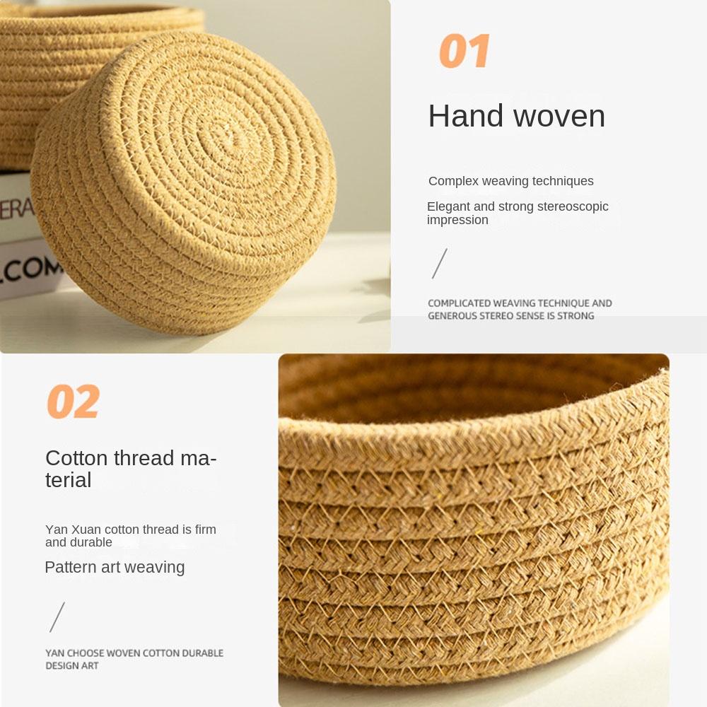 Настольный ящик для хранения всякой всячины, органайзер для косметики из хлопчатобумажной нити, модная корзина для хранения