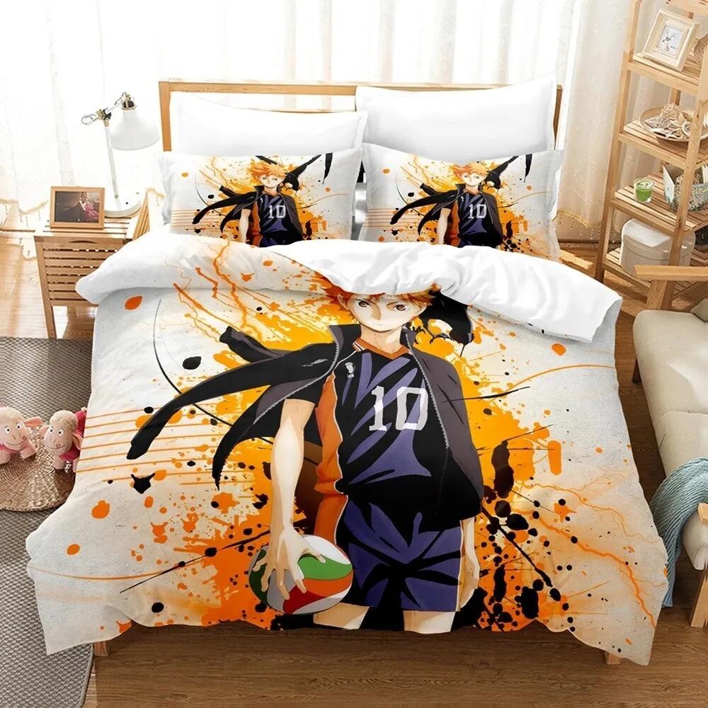 Комплект постельного белья с рисунком из мультфильма «Аниме Haikyuu» с 3D-печатью, волейбол, для мальчиков, пододеяльник, односпальный, двуспальный, роскошное постельное белье для детей, подростков, подарок