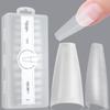 240 Clear Coffin-Shaped Gel Acrylic False Nails, Half Cover, 12 Sizes, Durable.