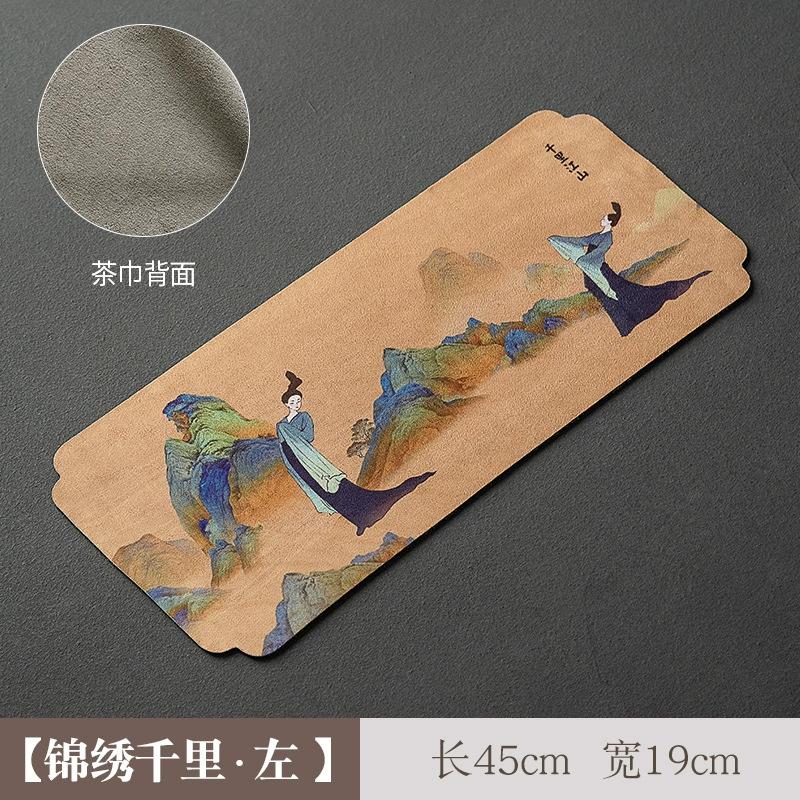 Китайский стиль Китайское чайное полотенце Скатерть Коврик Древняя живопись Водонепроницаемый Впитывающий Стол Чайная ткань Аксессуары для чайного набора Новый