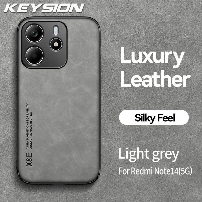 KEYSION Роскошный ретро чехол из ПУ кожи для Redmi Note 14 4G 14 Pro 5G Силикон+ПК Ударопрочный чехол для телефона для Redmi Note 14 Pro+ 5G