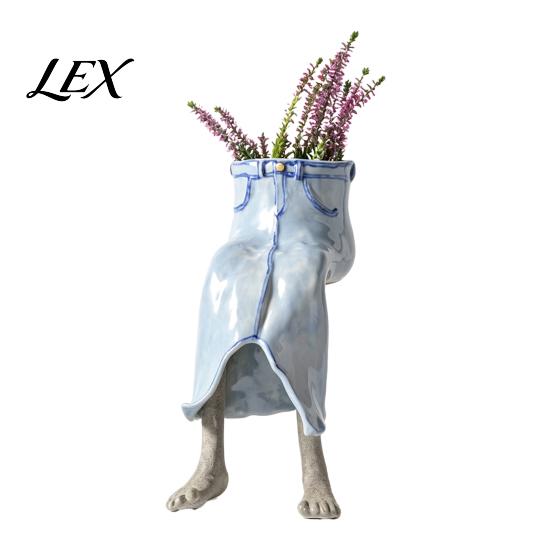 Drainage System Flower Pot Cute Leggy Planter, Sitting Human Resin Planter with Legs, Shelf Sitter Miniature Plant for Succulents Cacti Indoor Plants,