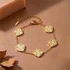 European Light Luxury Diamond Four-Leaf Clover 18K Gold-Plated Titanium Steel Bracelet Set