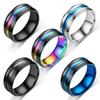 2021 Men's Titanium Steel Blue Beveled Intercolor Ring