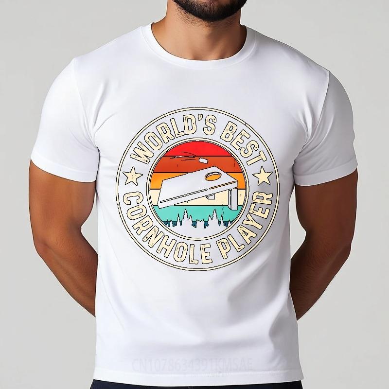 Anime ONeck Unisex Tshirt Plus Size Summer For Man tshirt Worlds Best Cornhole Player Short Sleeve Workout Oneck Tshirt