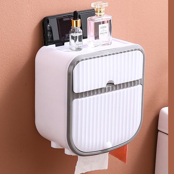 Toilet Paper Holder Without Drilling Tissue Box Wall-Mounted Paper Storage Box Roll Toilet Paper Holder Bathroom Accessories