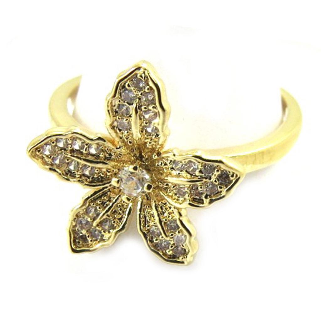 Gold Plated Ring 'Vahiné' Golden White - 15 Mm