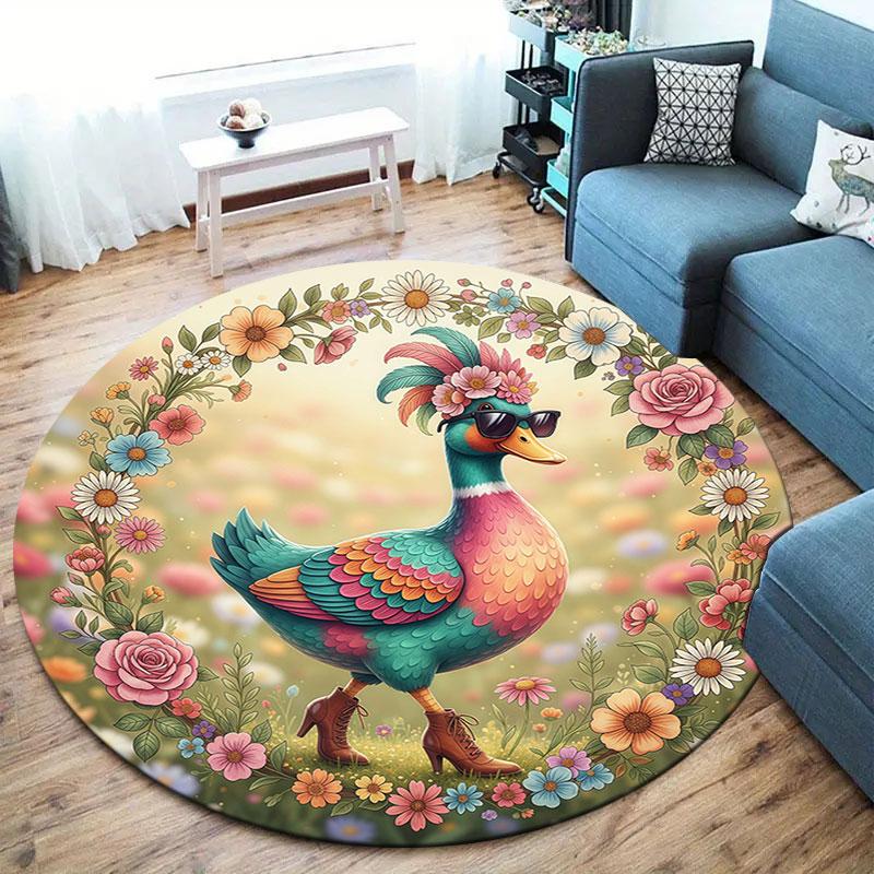 Colorfulbirds Round Area Rug,Carpet Rug for Living Room Bedroom Sofa Playroom Decor,Non slip Floor Mat