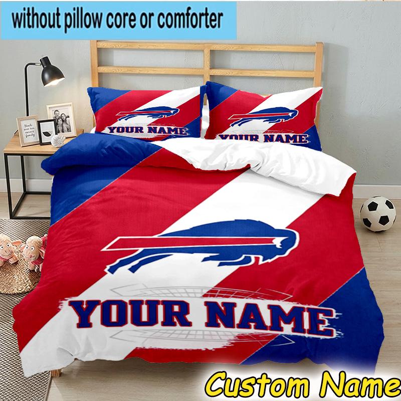 3pcs Custom Name Buffalo basketball Logo Bedding Set Includes 1 Duvet Cover & 2 Pillowcases for All Seasons Dormitory Home Decor Christmas gifts