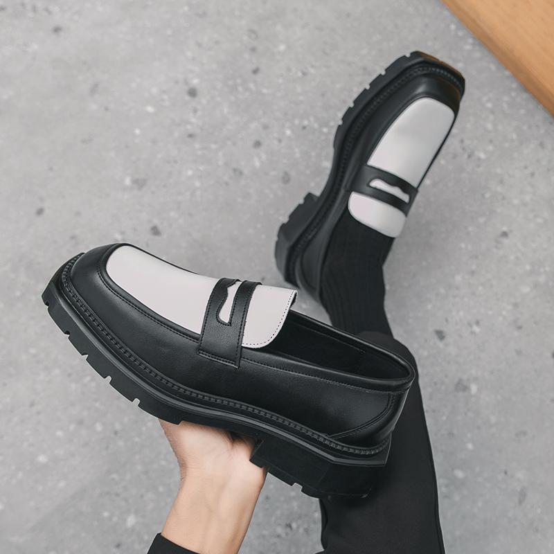 Мужские классические лоферы мужские удобные модные корейские на толстой подошве кожаные туфли элегантный британский стиль деловая обувь размер 38-45