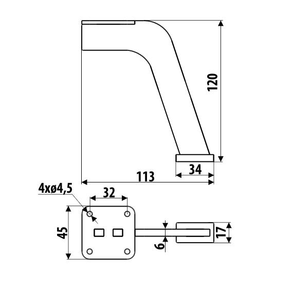 NS36 leg, textured black, 120mm