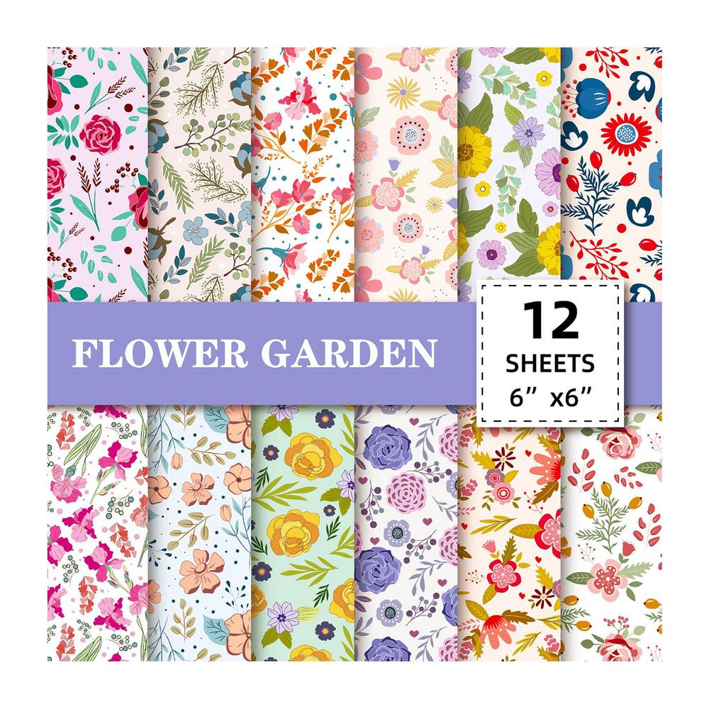 Flower Scrapbook Paper 12pcs Aesthetic Patterned Craft Pad Scrapbooking Supplies Decorative Craft Papers For Junk Journal Photo