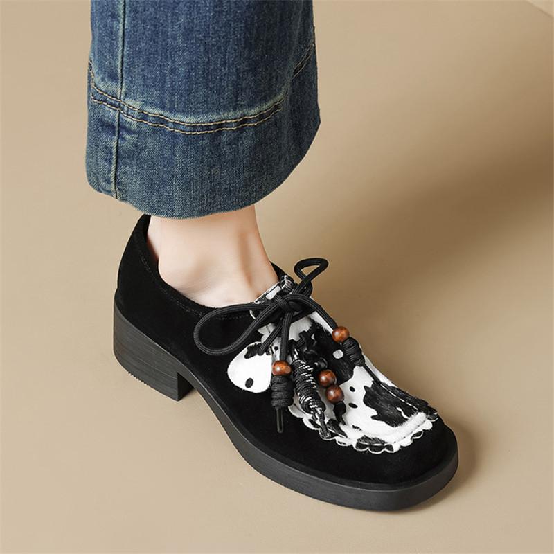 Модные новые весенне-летние туфли-лодочки из конского волоса для женщин, модные туфли женские смешанных цветов с круглым носком и шнуровкой, лоферы, туфли на платформе