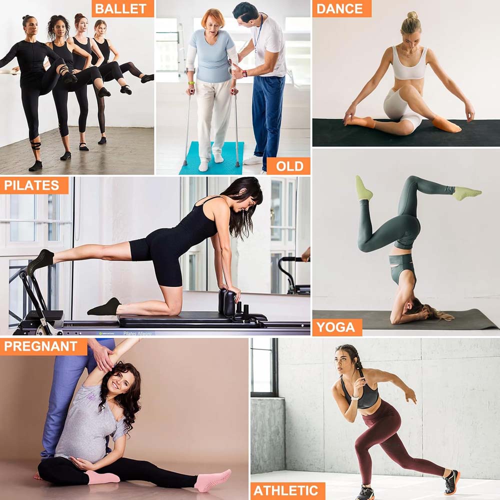 4 пары нескользящих дышащих носков для йоги для женщин – Носки с нескользящей подошвой для пилатеса, барре, танцев и тренировок