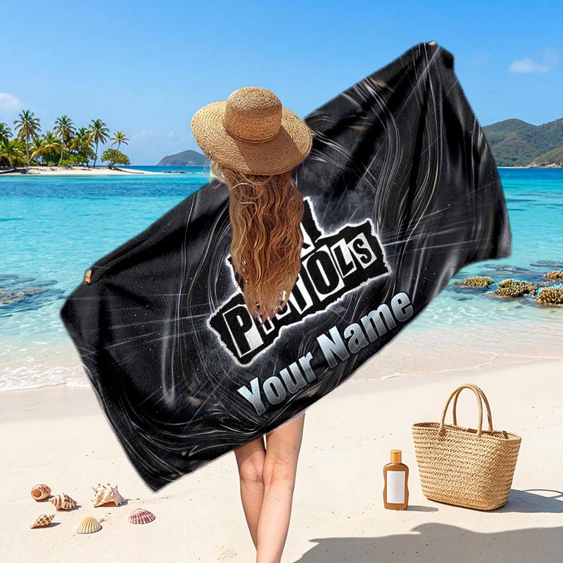 Sex Pistols Customized Name Text Beach Towel, Soft Absorbent Towel Beach Pool Travel Personal Gift