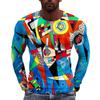 Spring and Autumn Round Neck 3D Abstract Art Printed Top Fashionable Casual Hip Hop Long Sleeved Men's T-shirts