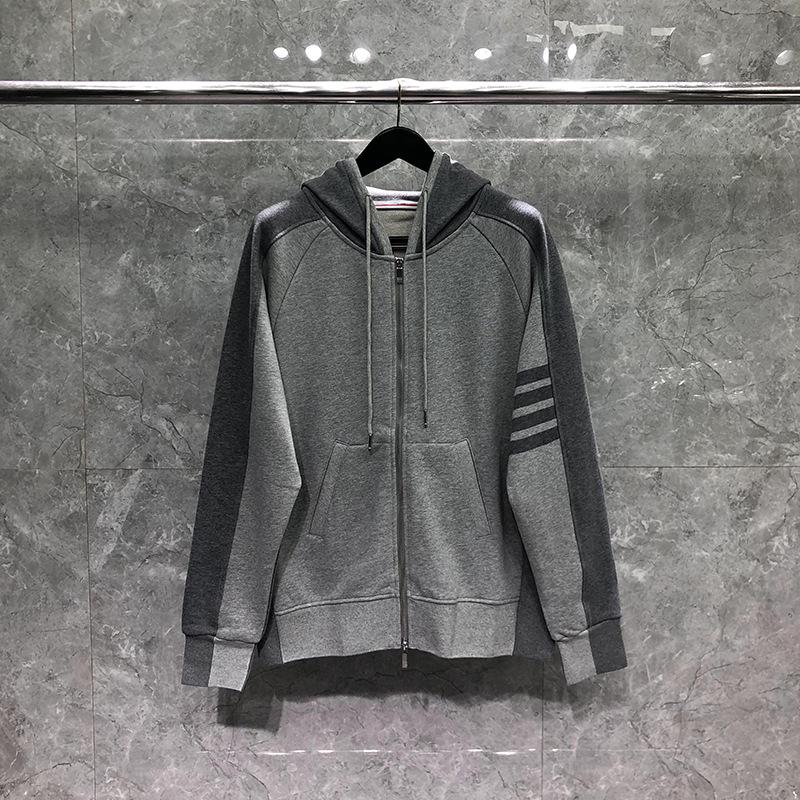 TIME BREATHE 2024 Autumn Color Block Stripe Hooded Zip-Up Jacket