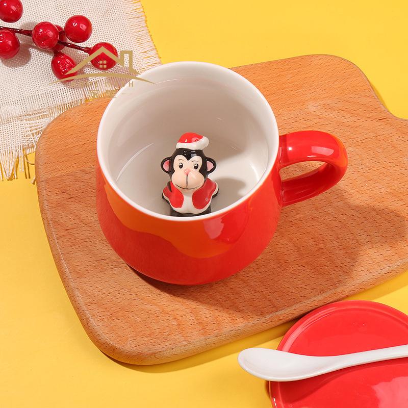 Creative Personality Christmas Three-dimensional Doll Ceramic Water Cup Coffee Cup Milk Cup