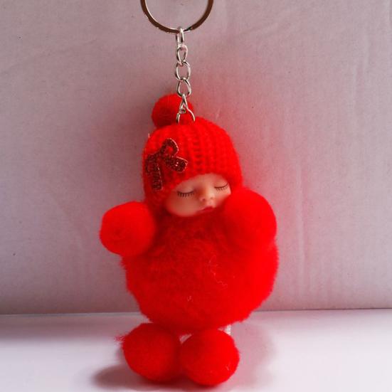 Плюшевая кукла с пушистым помпоном и бантом, подвесной кулон, брелок для ключей