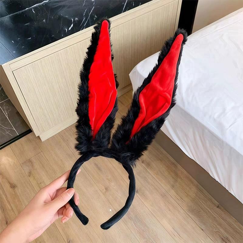 1PC Cosplay Rabbit Police Officer Rabbit Ear Headband Cute Headband Accessories Dress Up Plush Headband Hair Clip