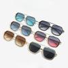 Non-polarized Fashion Steam Punk Double Girder Sunglasses Men Women Metal Square High Definition Driving Eyeglasses