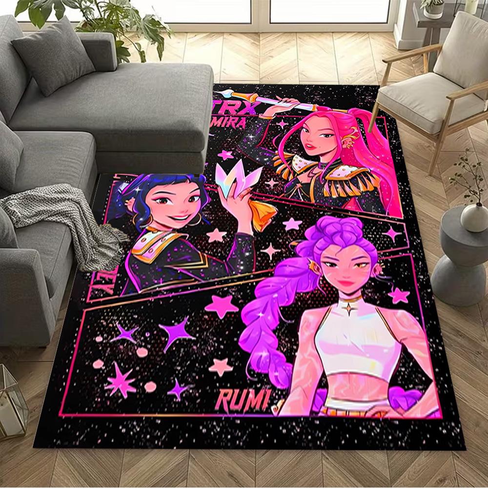 1pc k-pop demon hunters rug home carpet design for bedroom gift