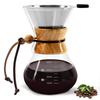 FGIUKC Drip Coffee Server, Heat-Resistant Glass, Coffee Dripper, Stainless Steel Filter, Double-Layer Mesh, Reusable, Microwaveable, 400ml Capacity,