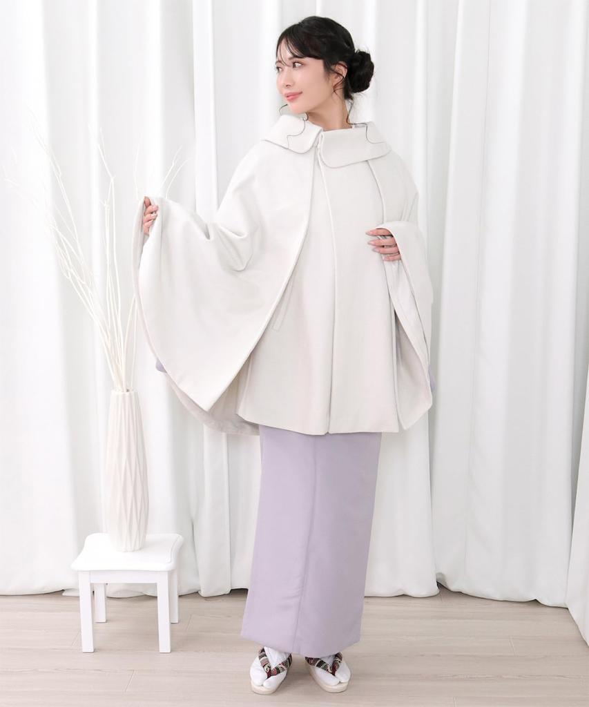 Пальто Томби Пальто Томби Кейп Пончо [KYOETSU] Японский стиль Женский (M, Белый с оттенком)