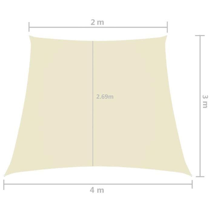 VidaXL Sun Sail Oxford Fabric Trapezoidal 2/4x3 M Cream 135241