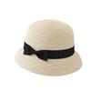 French bow straw hat women's summer sunshade sunscreen basin hat fashionable versatile small brim top hat trendy